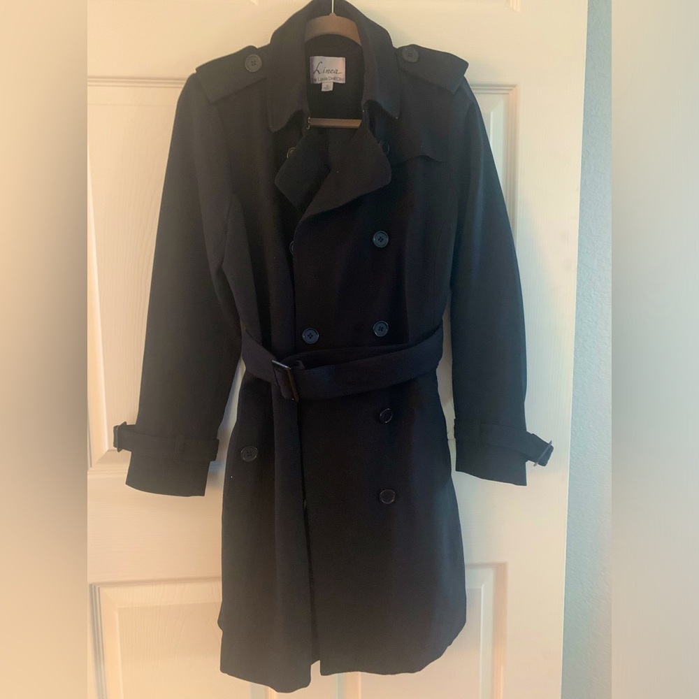 Linea by Louis Dell’Olio Double Breasted Black Trench Coat